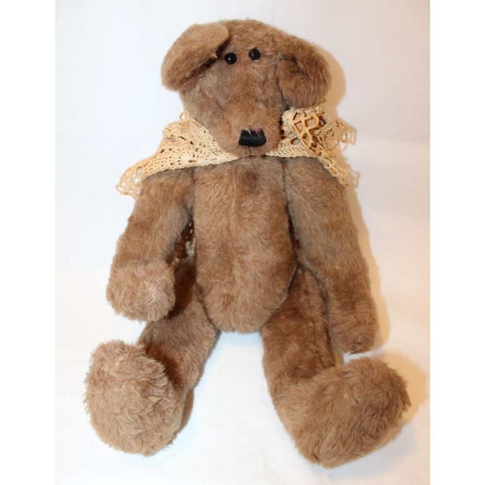 Vintage 1992 Craft Artist Jointed Teddy Bear with Crocheted Shawl Cape 18" Tall - Picture 10 of 12